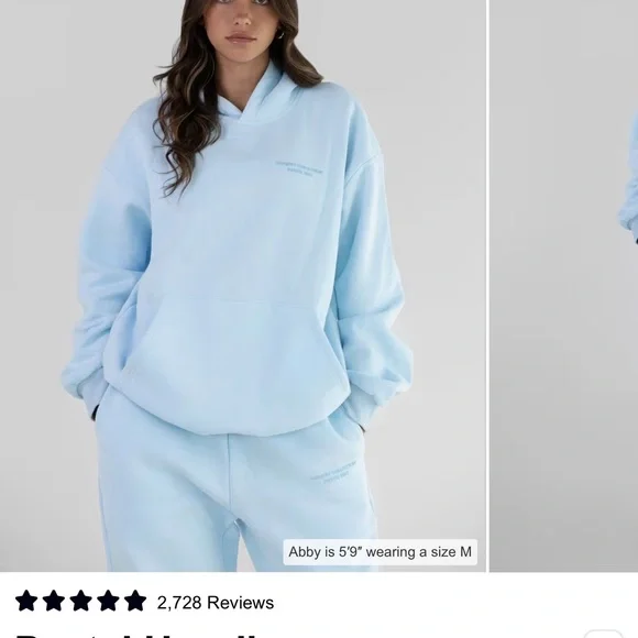 Comfrt Pastel Blue Hoodie Size M Oversized Cozy Athleisure Sweatshirt - Picture 3 of 3